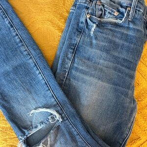 MOTHER Distressed Blue Skinny Jeans